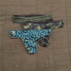 Men's Floral and Camouflage Thong Underwear Set